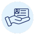 Ícone de uma mão segurando um documento de identidade/registro, representando a emissão final do CNPJ