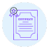 Ícone de um certificado com selo, representando a formalização e registro da empresa.
