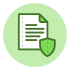 Ícone de um escudo em um documento, garantindo segurança fiscal e prevenção de burocracia desnecessária.
